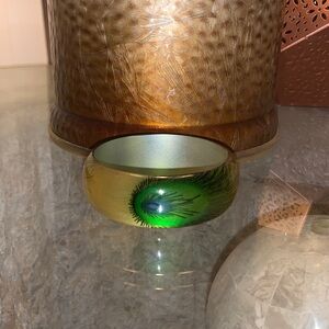 Vintage Gold/Peacock Lucite Bangle Bracelet
